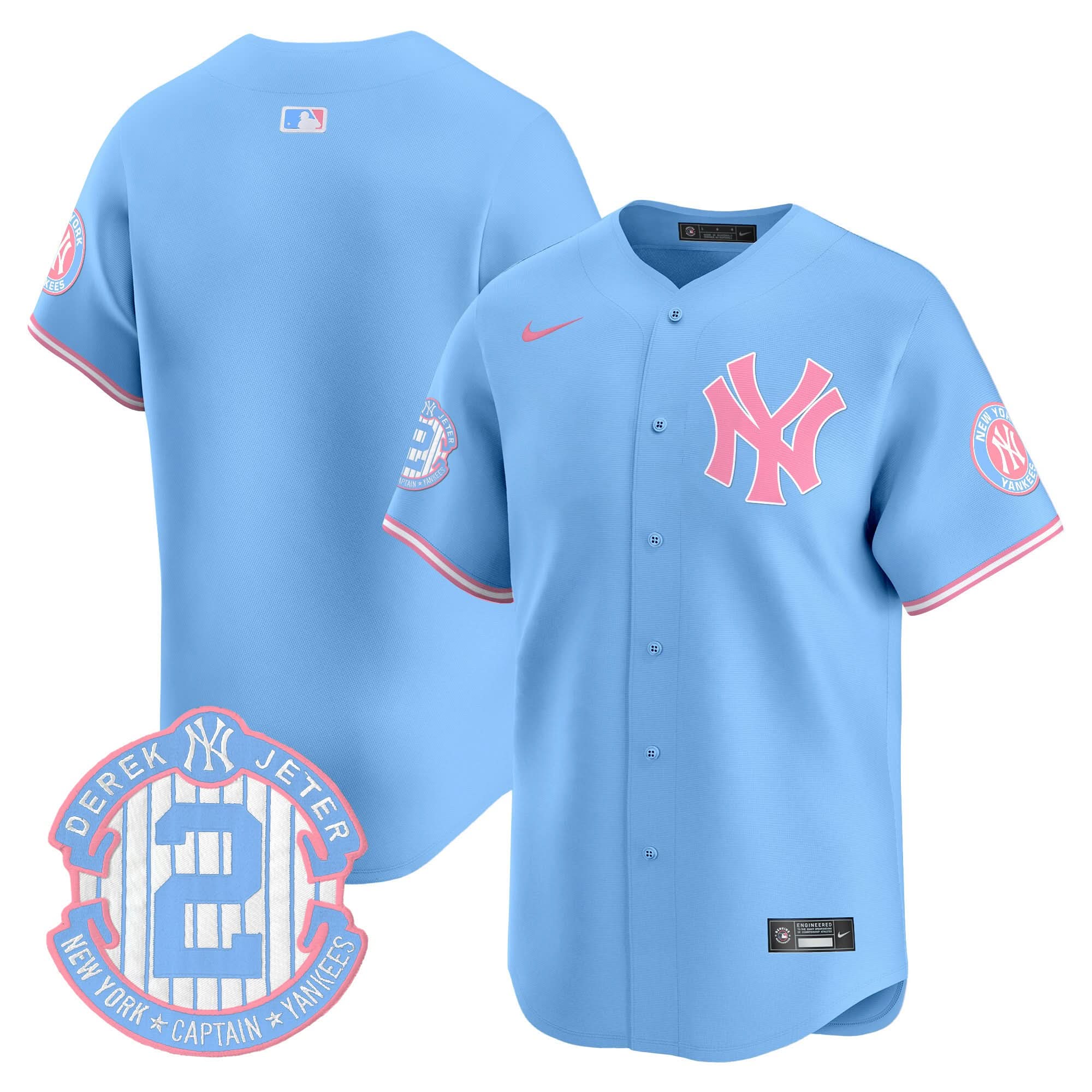 NYY Bubblegum Pink Vapor Premier Limited Jersey - Stitched