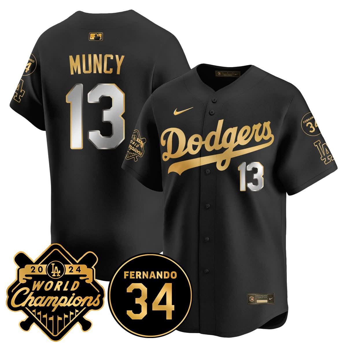 LA LAD - World Series Champions 2024/Fernando Valenzuela Memorial Jersey - Stitched