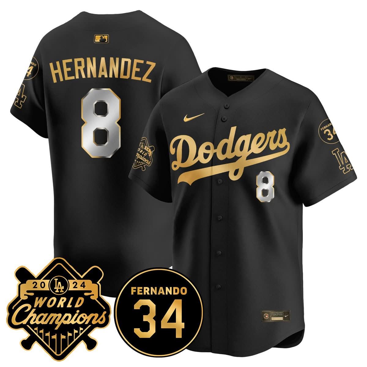 LA LAD - World Series Champions 2024/Fernando Valenzuela Memorial Jersey - Stitched