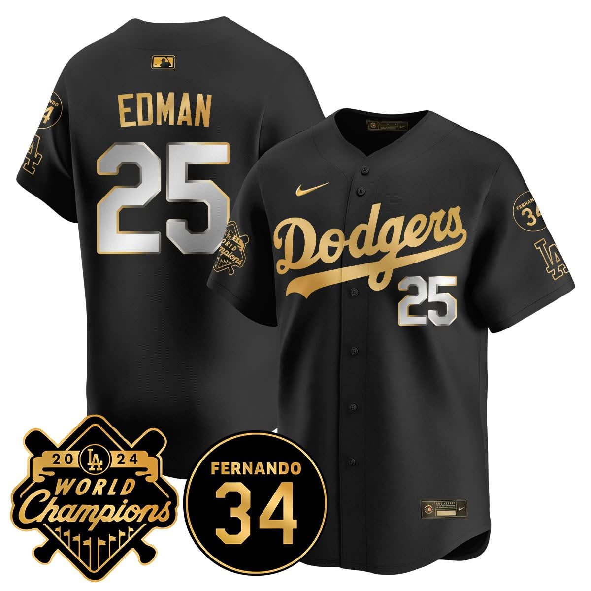 LA LAD - World Series Champions 2024/Fernando Valenzuela Memorial Jersey - Stitched