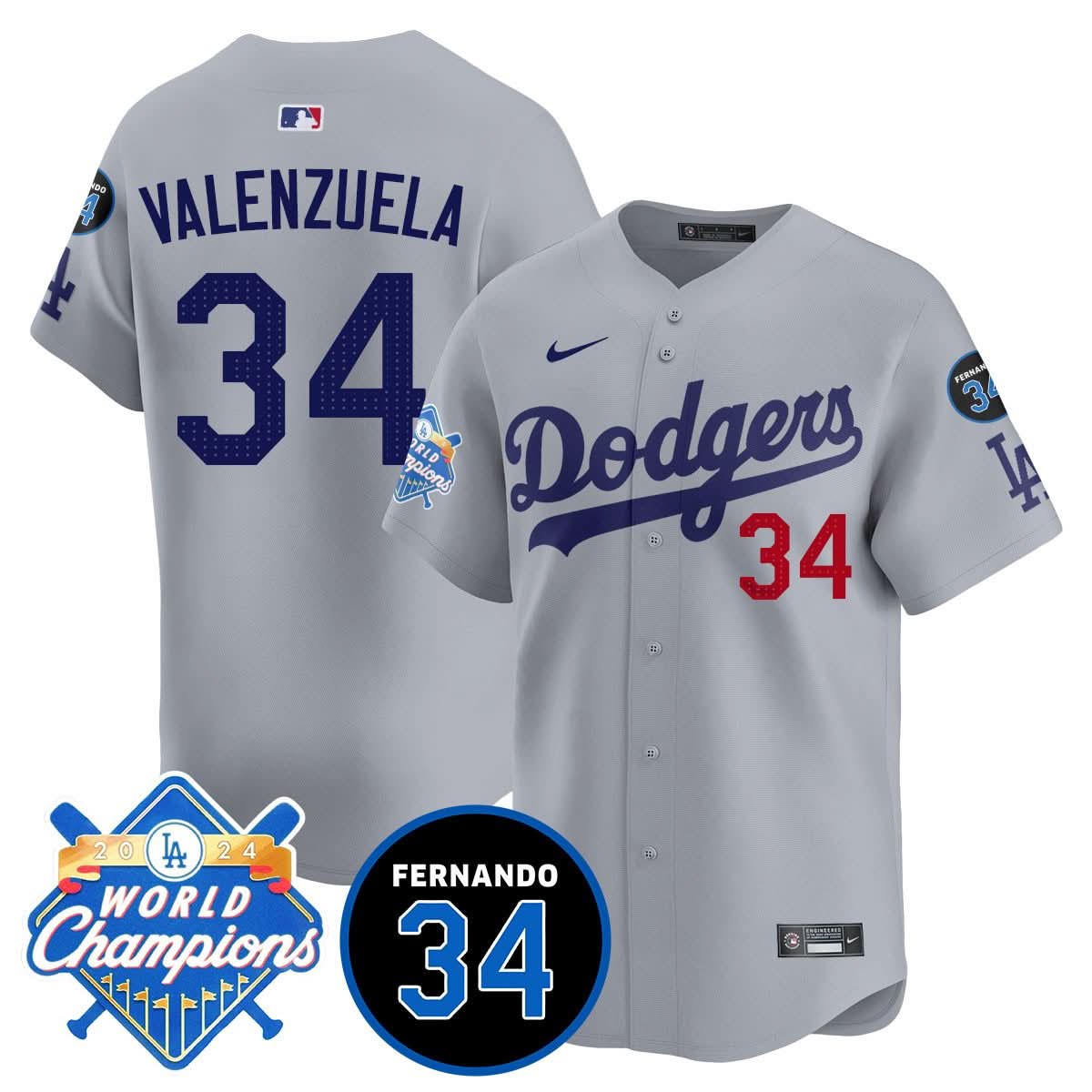 LA LAD - World Series Champions 2024/Fernando Valenzuela Memorial Jersey - Stitched