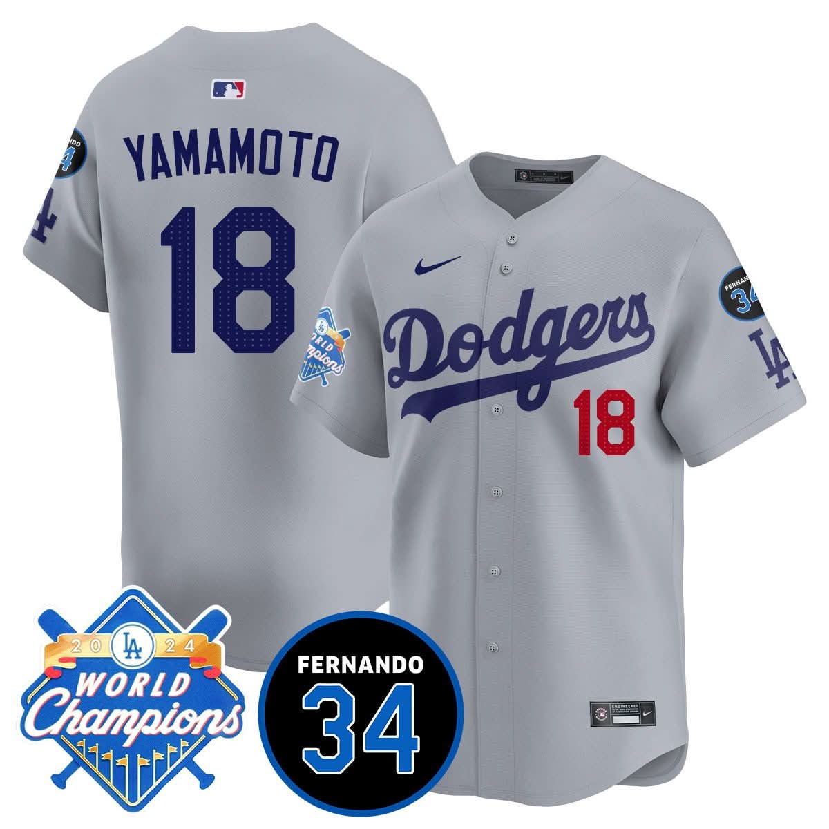 LA LAD - World Series Champions 2024/Fernando Valenzuela Memorial Jersey - Stitched