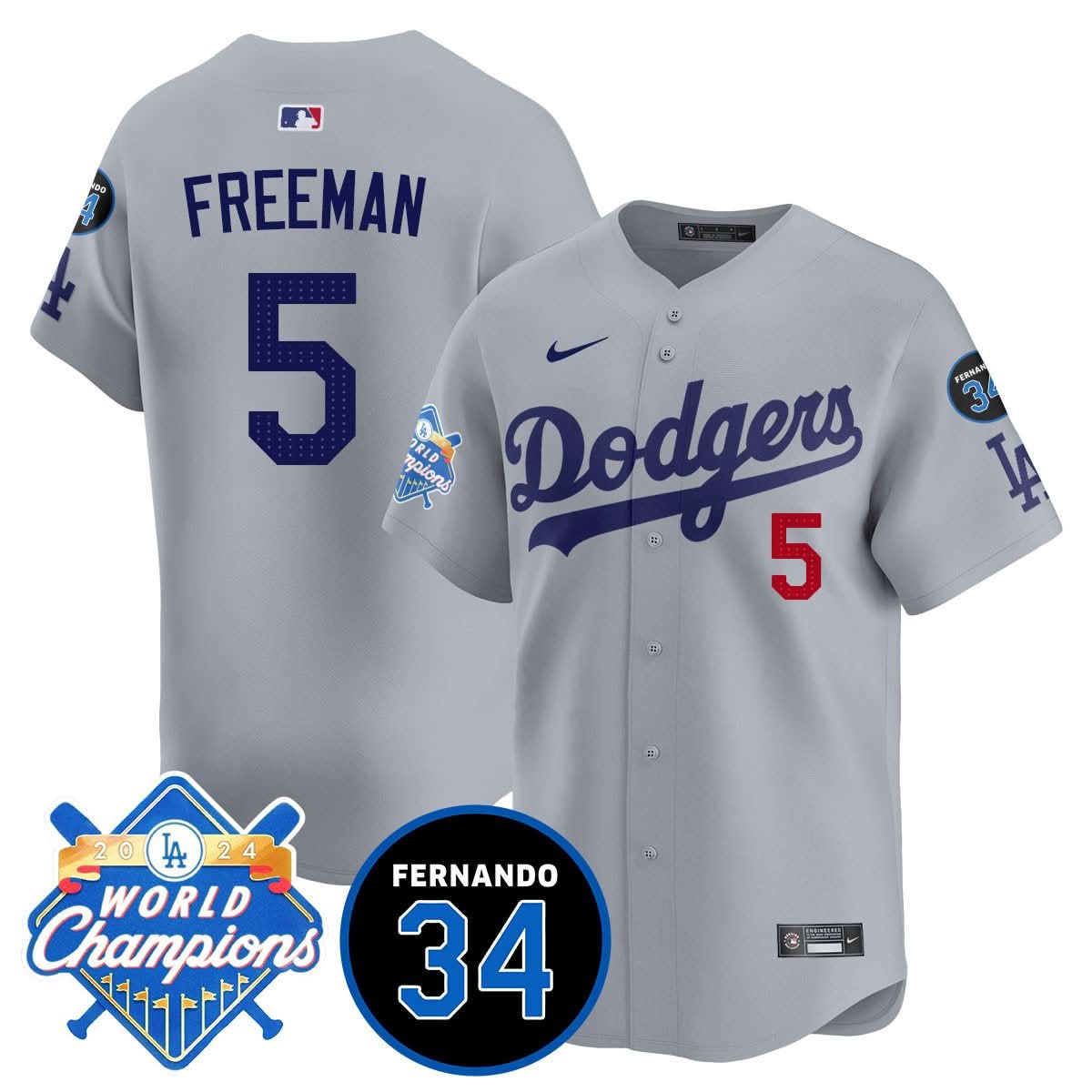 LA LAD - World Series Champions 2024/Fernando Valenzuela Memorial Jersey - Stitched