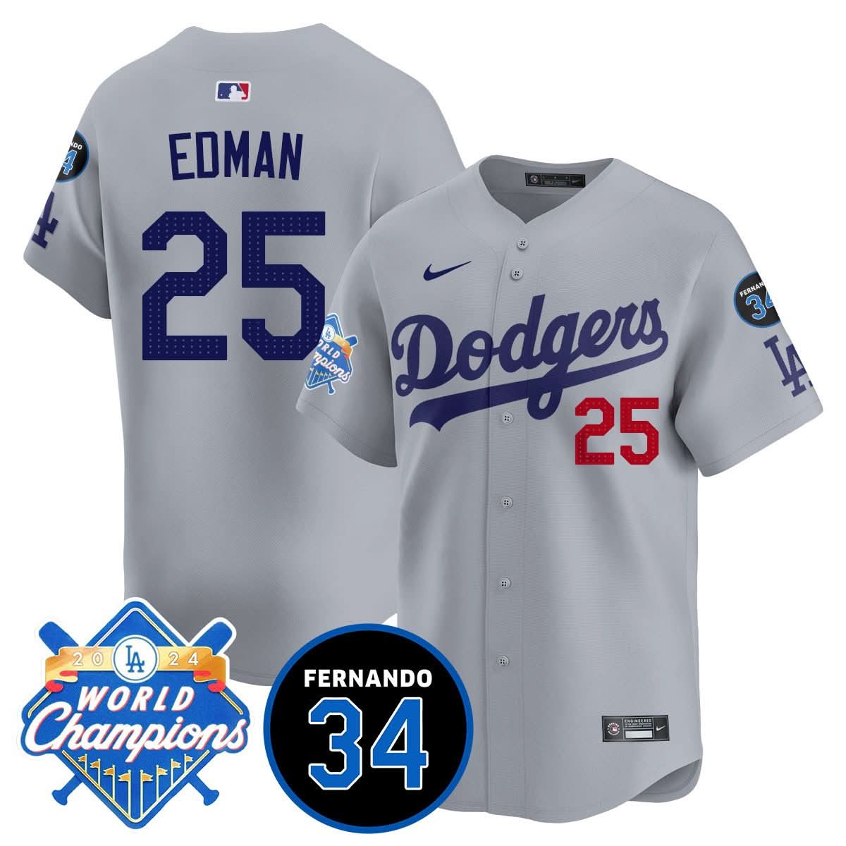 LA LAD - World Series Champions 2024/Fernando Valenzuela Memorial Jersey - Stitched