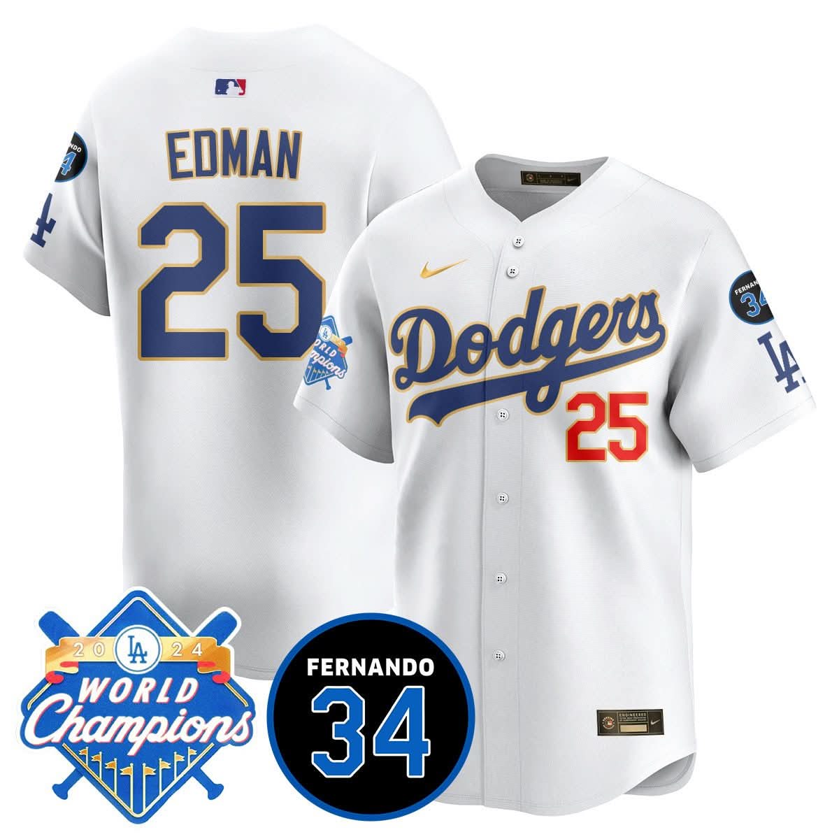LA LAD - World Series Champions 2024/Fernando Valenzuela Memorial Jersey - Stitched