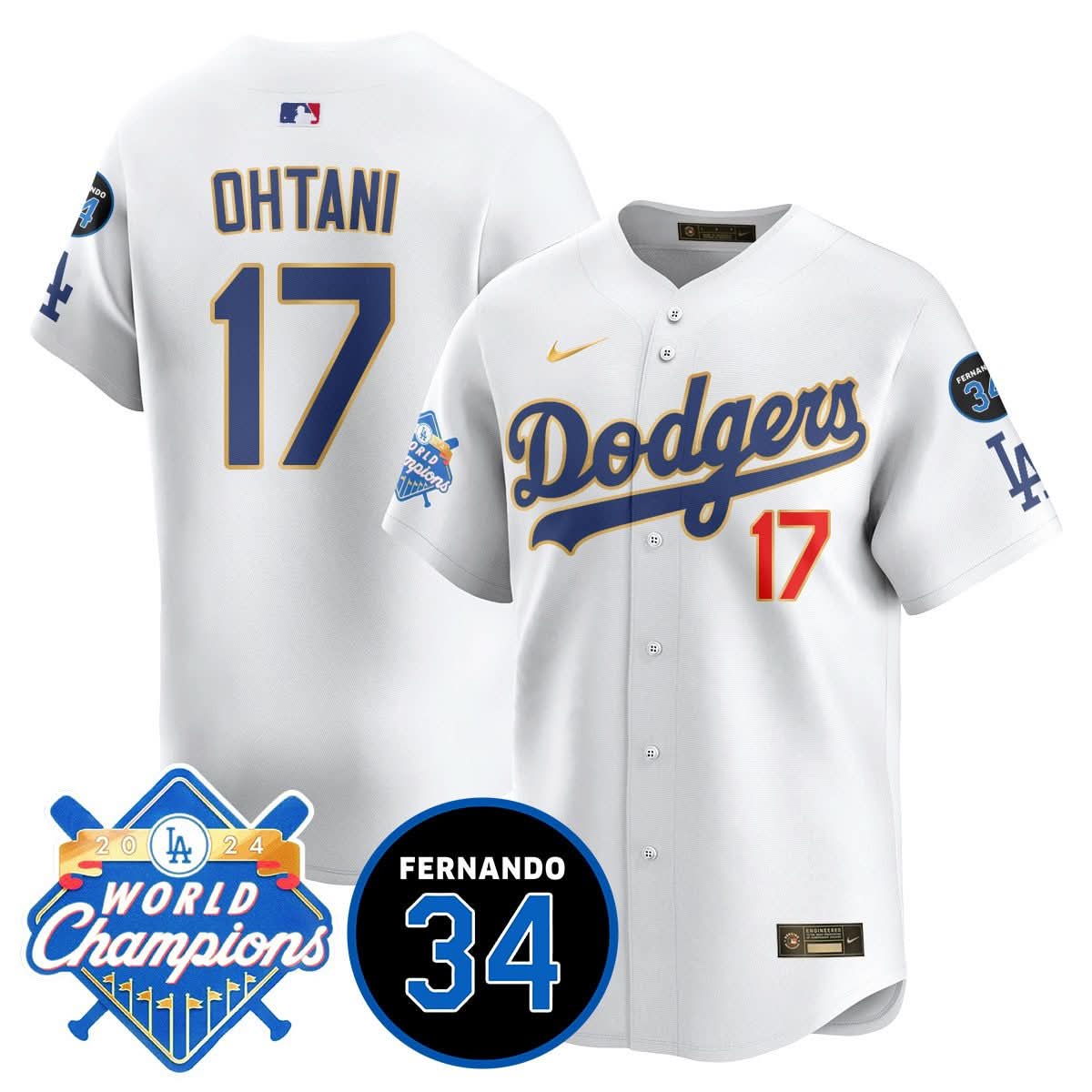 LA LAD - World Series Champions 2024/Fernando Valenzuela Memorial Jersey - Stitched