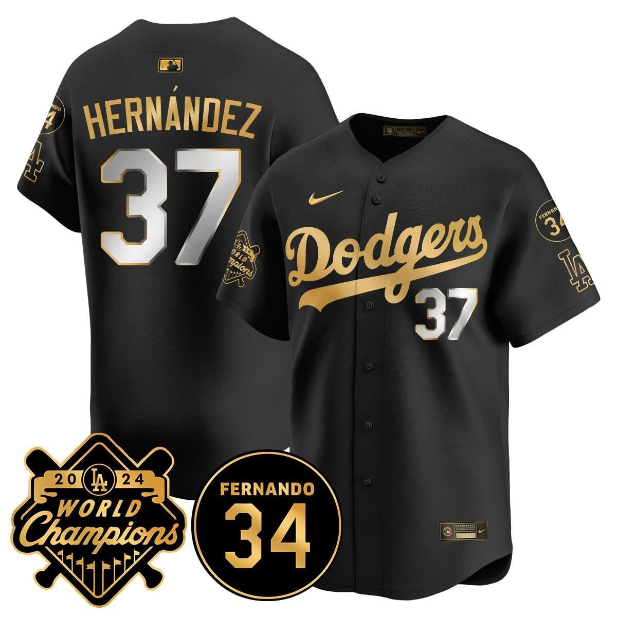 LA LAD - World Series Champions 2024/Fernando Valenzuela Memorial Jersey - Stitched