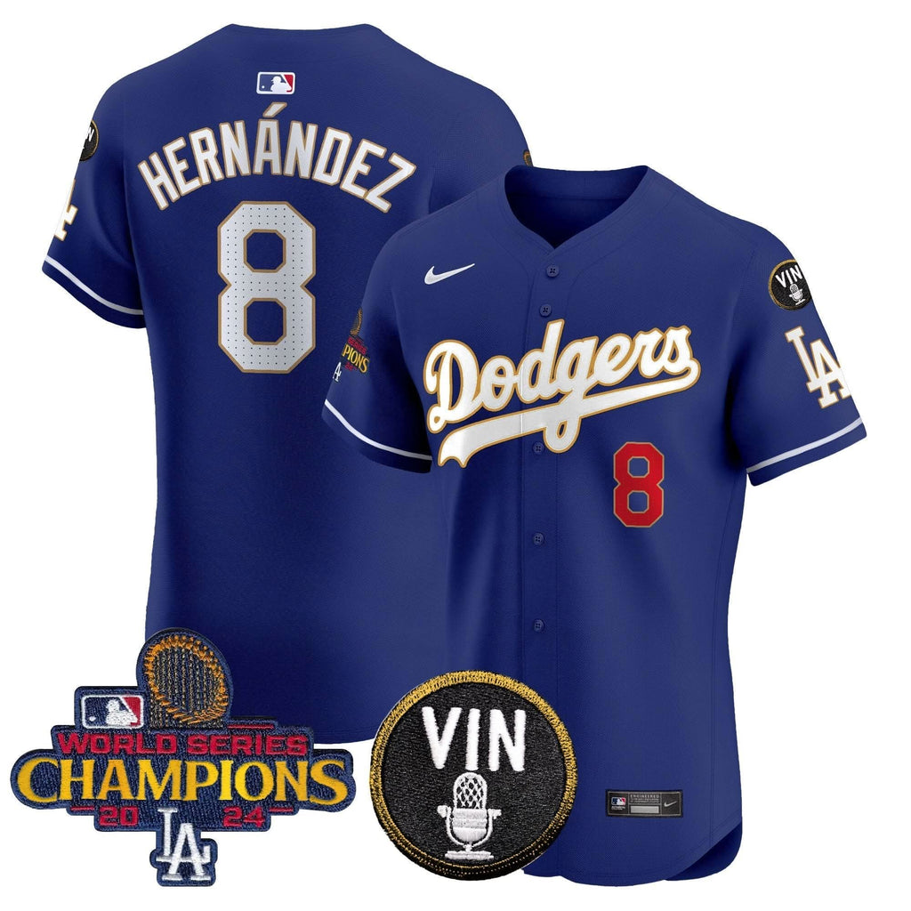 LAD 2024 World Series Champions Gold Trim Vapor Premier Elite Jersey - Stitched