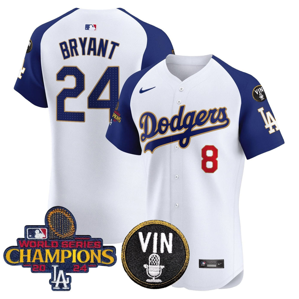 LAD 2024 World Series Champions Gold Trim Vapor Premier Elite Jersey - Stitched
