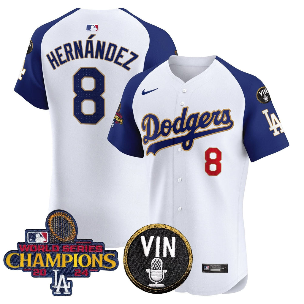 LAD 2024 World Series Champions Gold Trim Vapor Premier Elite Jersey - Stitched