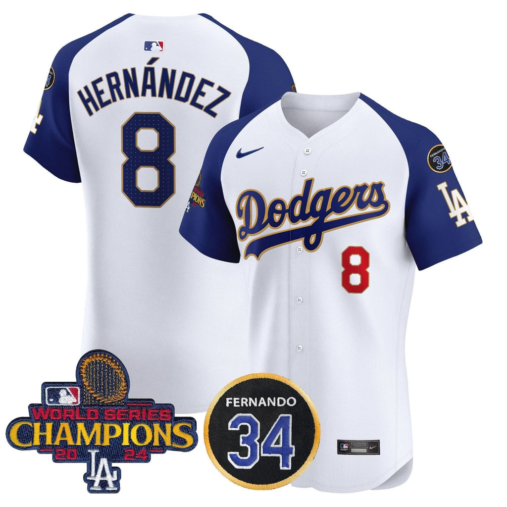LAD 2024 World Series Champions Gold Trim Vapor Premier Elite Jersey V2 - Stitched