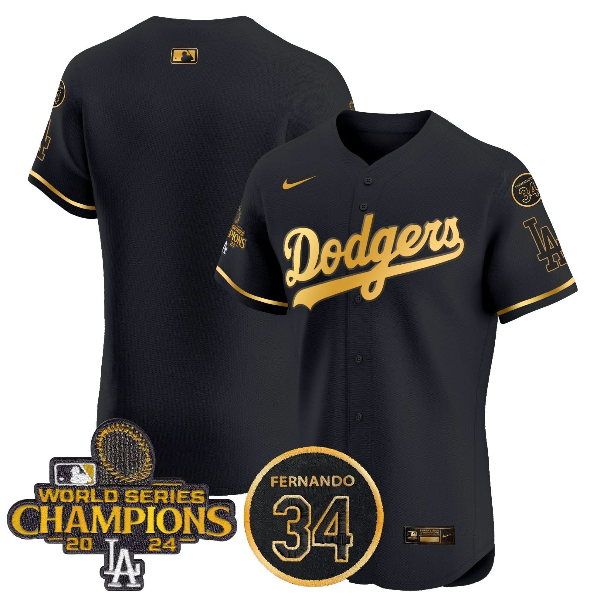 LAD 2024 World Series Champions Patch Vapor Premier Elite Jersey V2 - Stitched