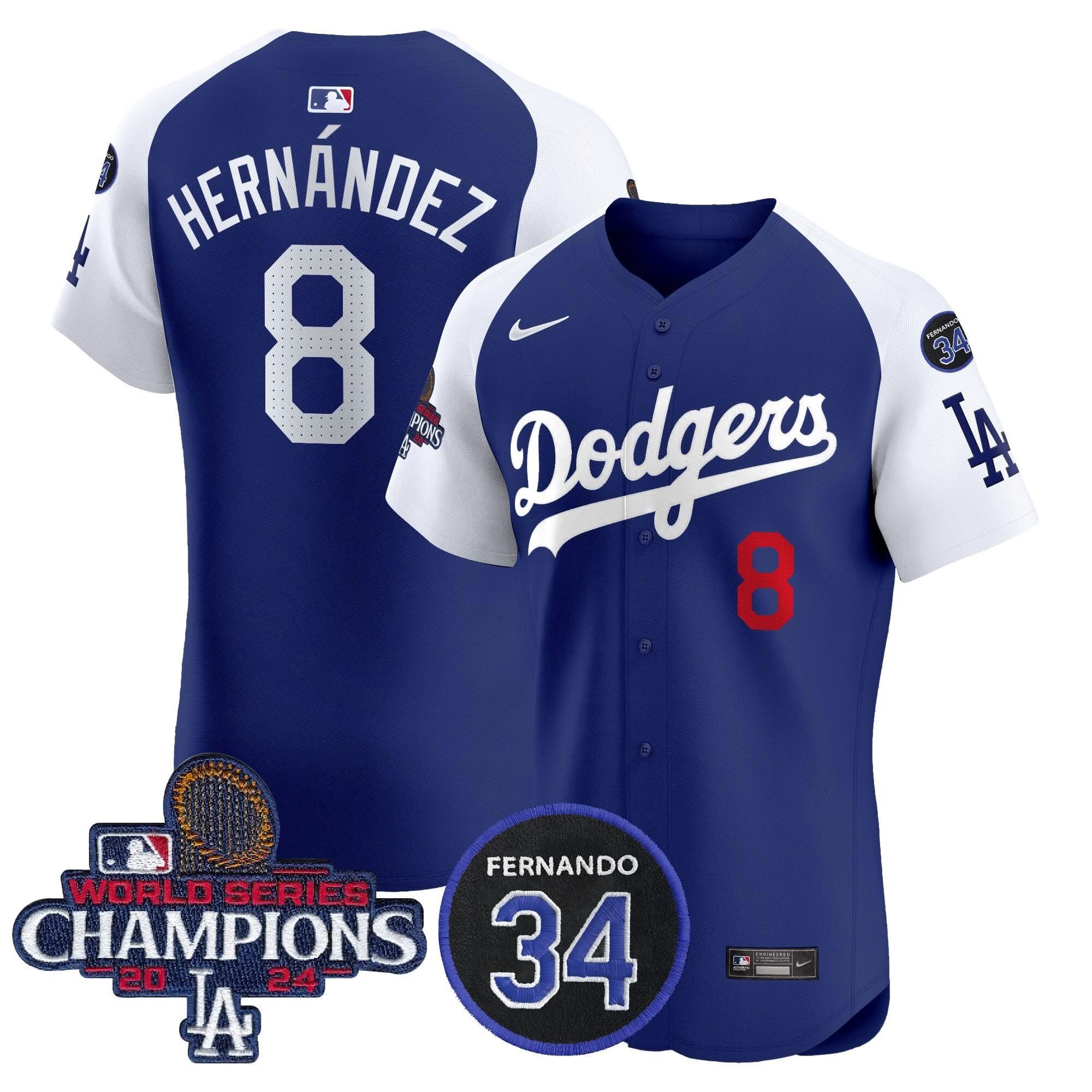 LAD 2024 World Series Champions Patch Vapor Premier Elite Jersey V2 - Stitched