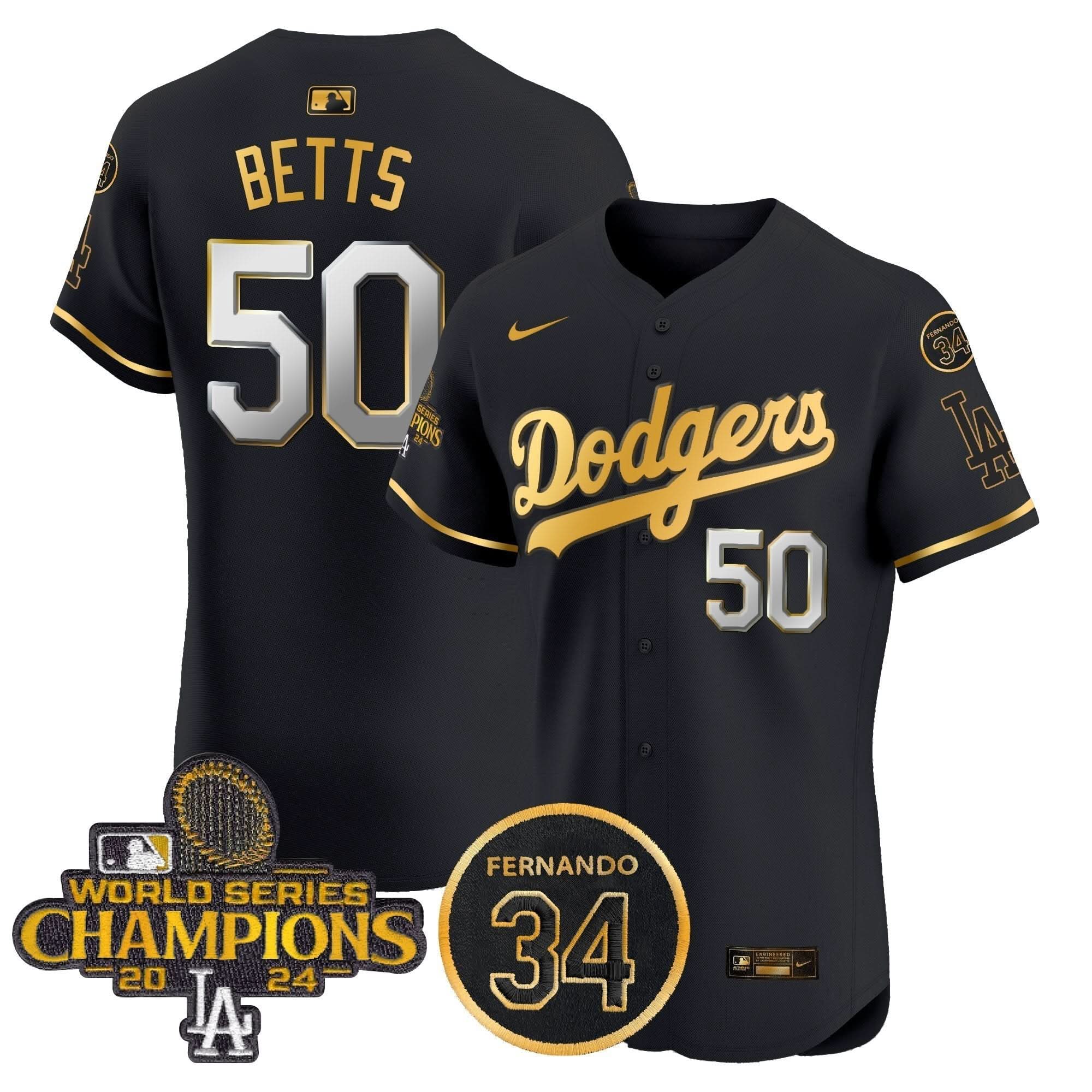 LAD 2024 World Series Champions Patch Vapor Premier Elite Jersey V2 - Stitched