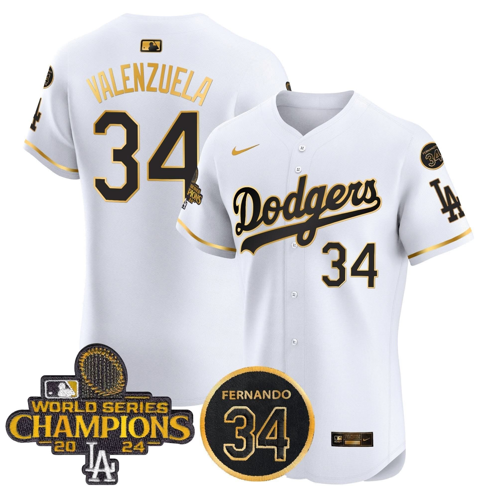 LAD 2024 World Series Champions Patch Vapor Premier Elite Jersey V2 - Stitched