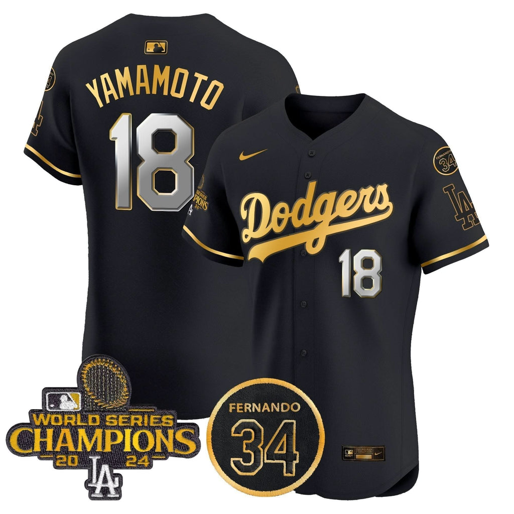 LAD 2024 World Series Champions Patch Vapor Premier Elite Jersey V2 - Stitched