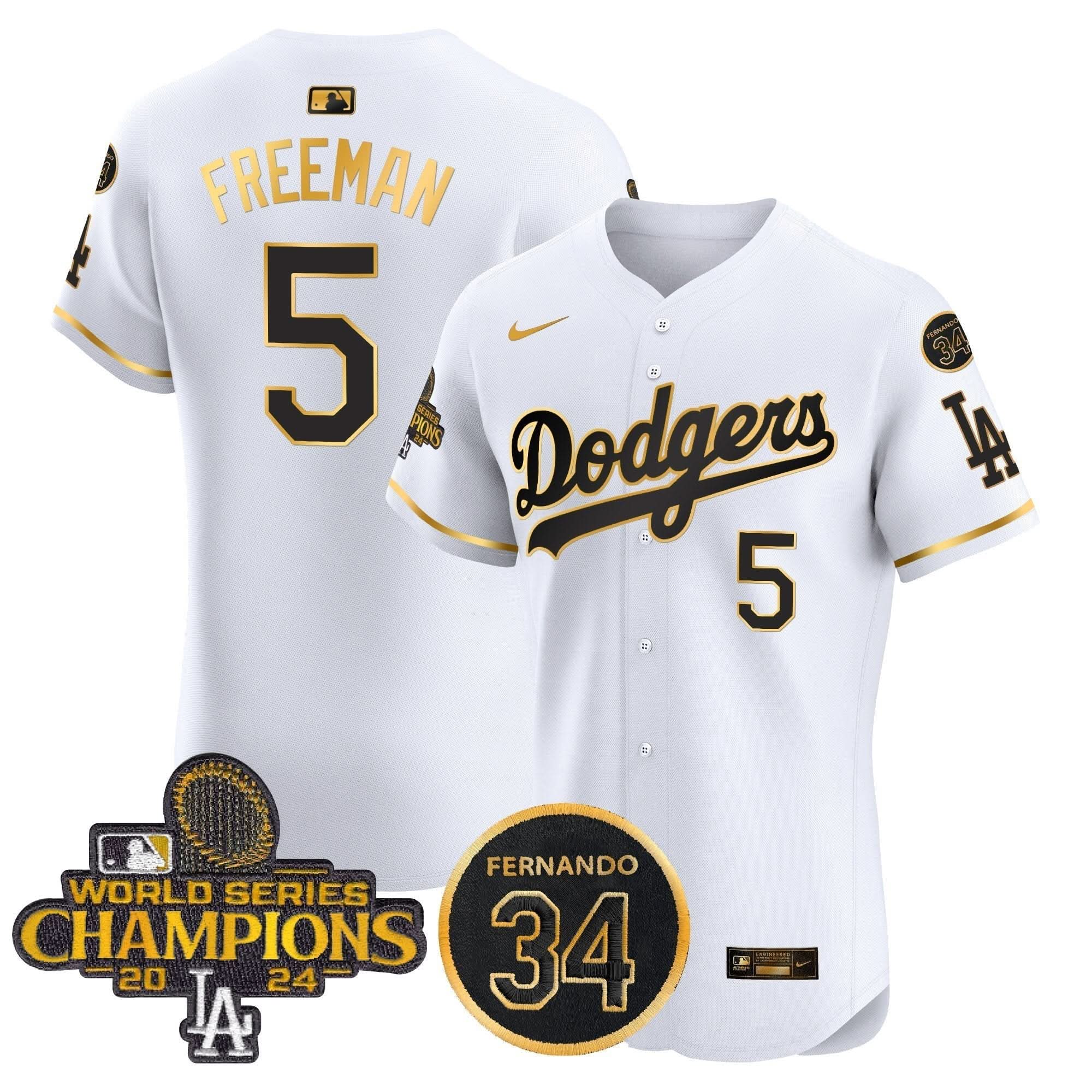 LAD 2024 World Series Champions Patch Vapor Premier Elite Jersey V2 - Stitched
