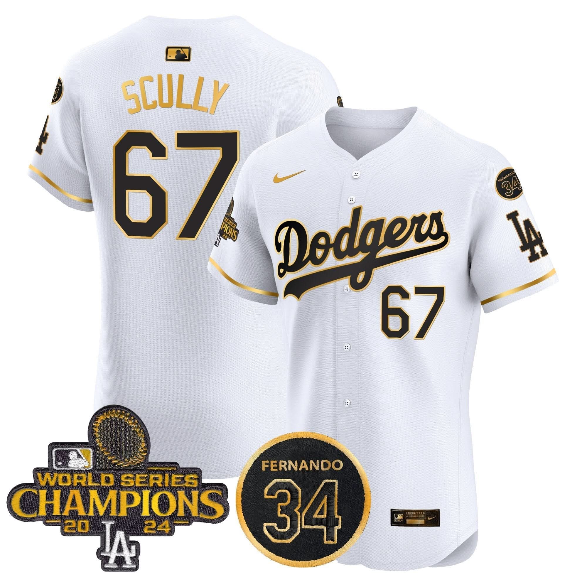 LAD 2024 World Series Champions Patch Vapor Premier Elite Jersey V2 - Stitched