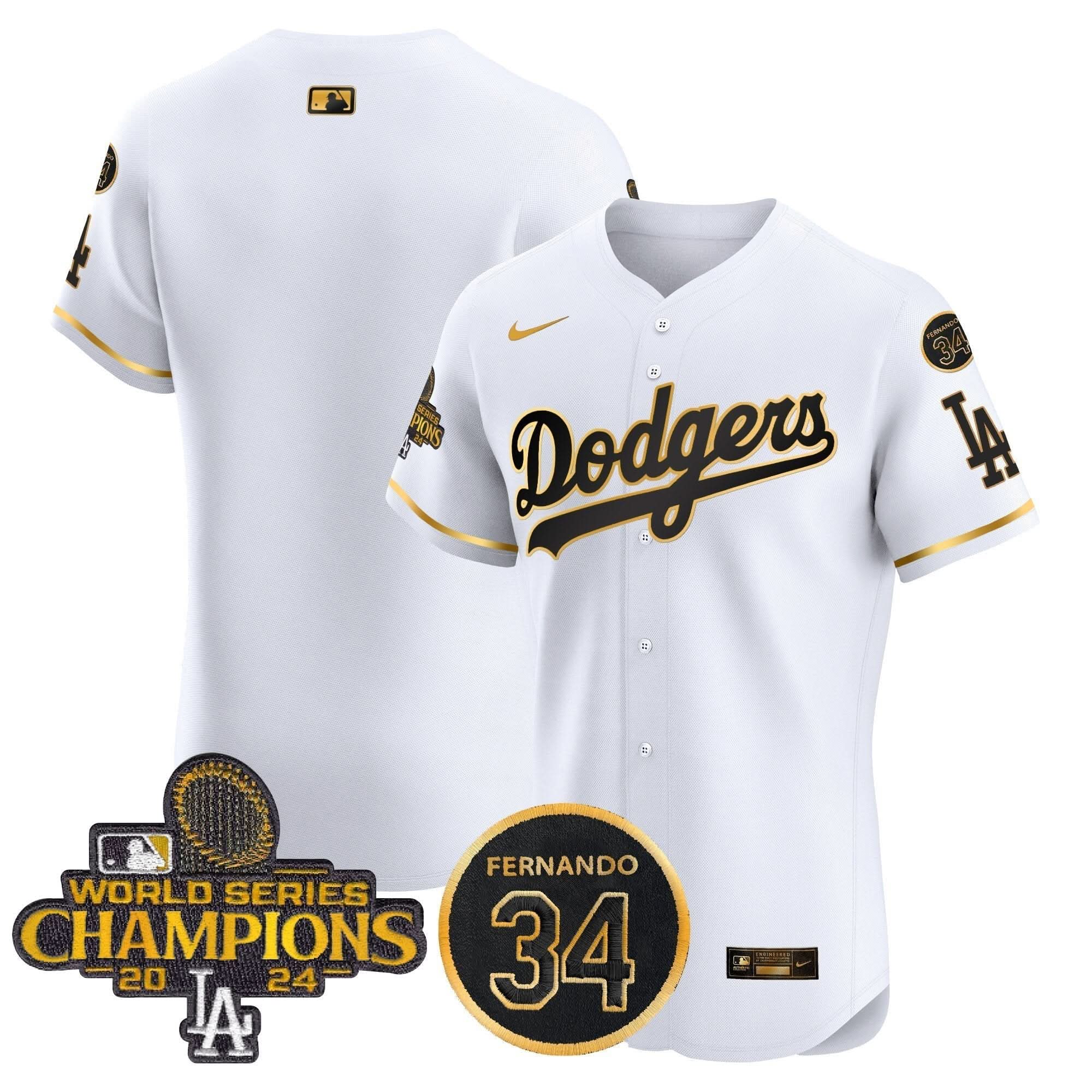 LAD 2024 World Series Champions Patch Vapor Premier Elite Jersey V2 - Stitched