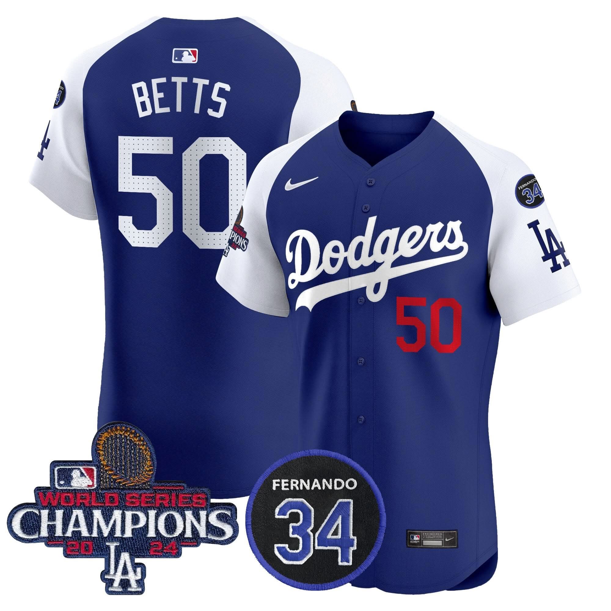 LAD 2024 World Series Champions Patch Vapor Premier Elite Jersey V2 - Stitched