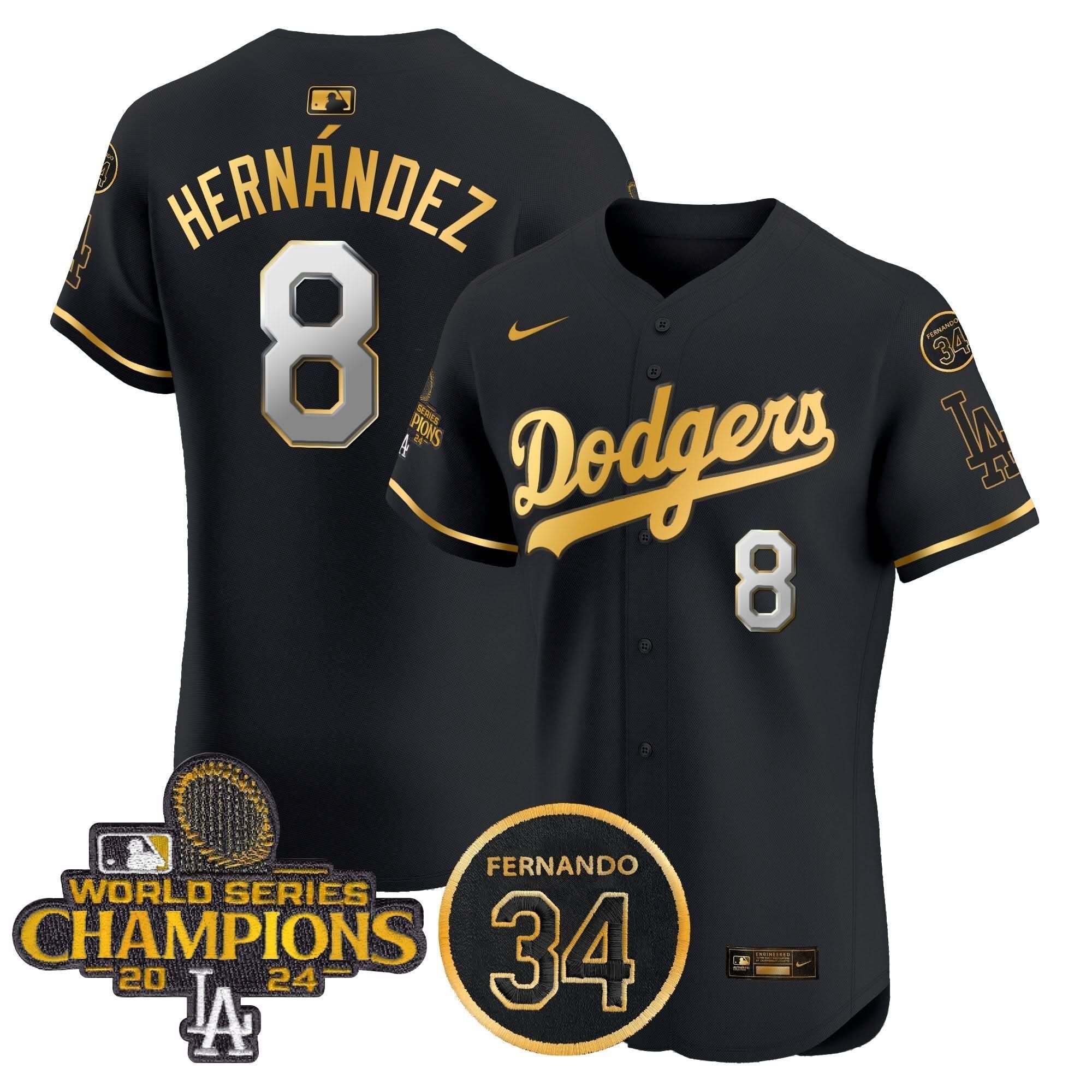 LAD 2024 World Series Champions Patch Vapor Premier Elite Jersey V2 - Stitched