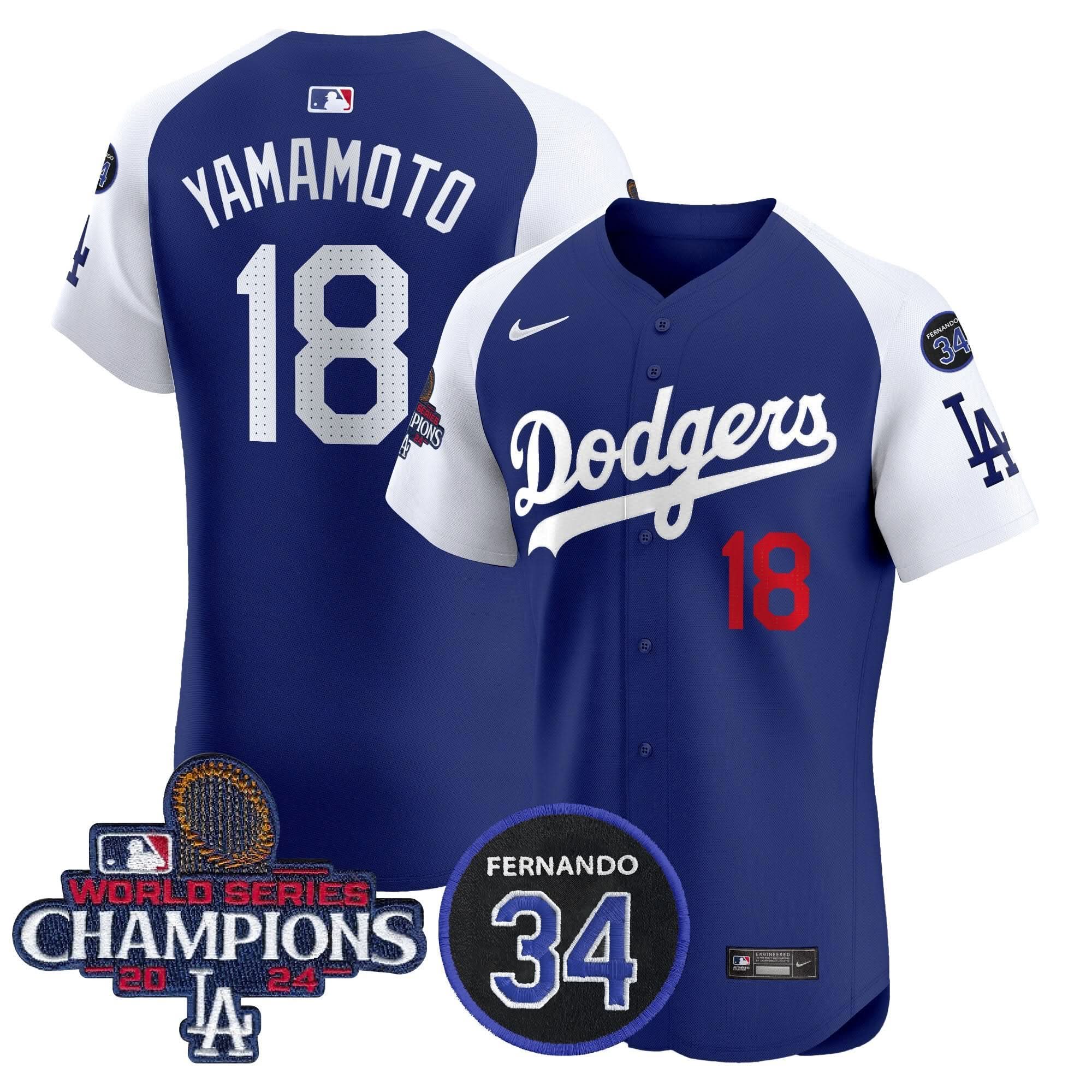 LAD 2024 World Series Champions Patch Vapor Premier Elite Jersey V2 - Stitched