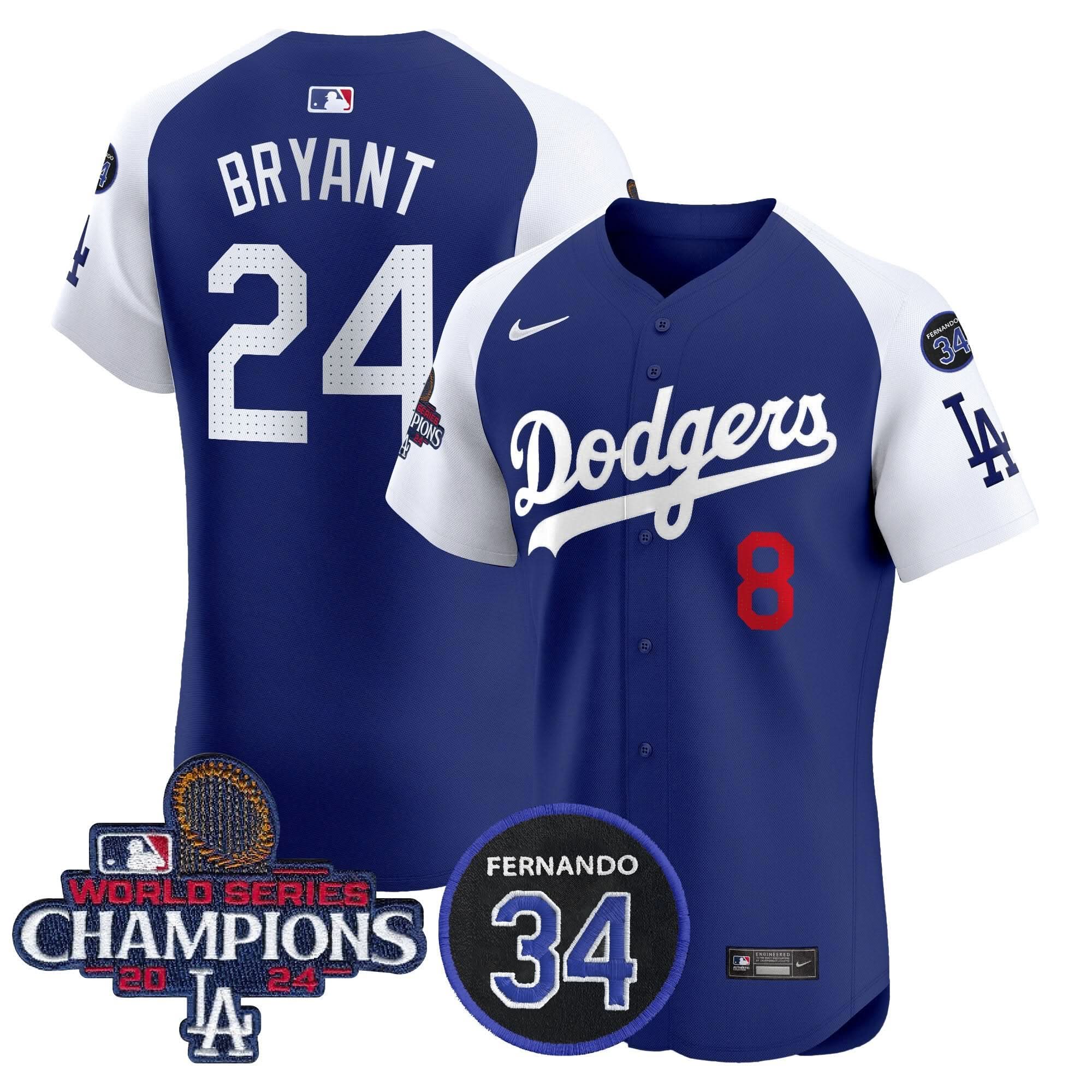LAD 2024 World Series Champions Patch Vapor Premier Elite Jersey V2 - Stitched
