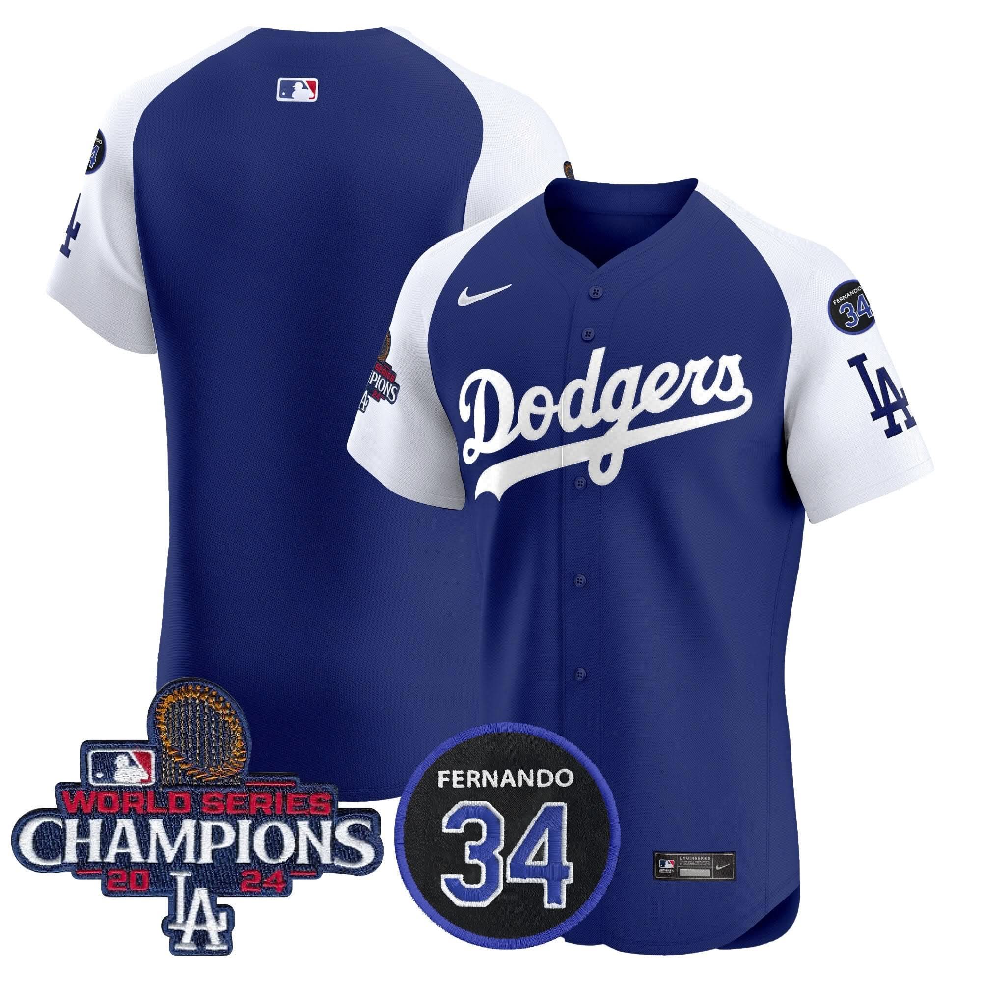 LAD 2024 World Series Champions Patch Vapor Premier Elite Jersey V2 - Stitched