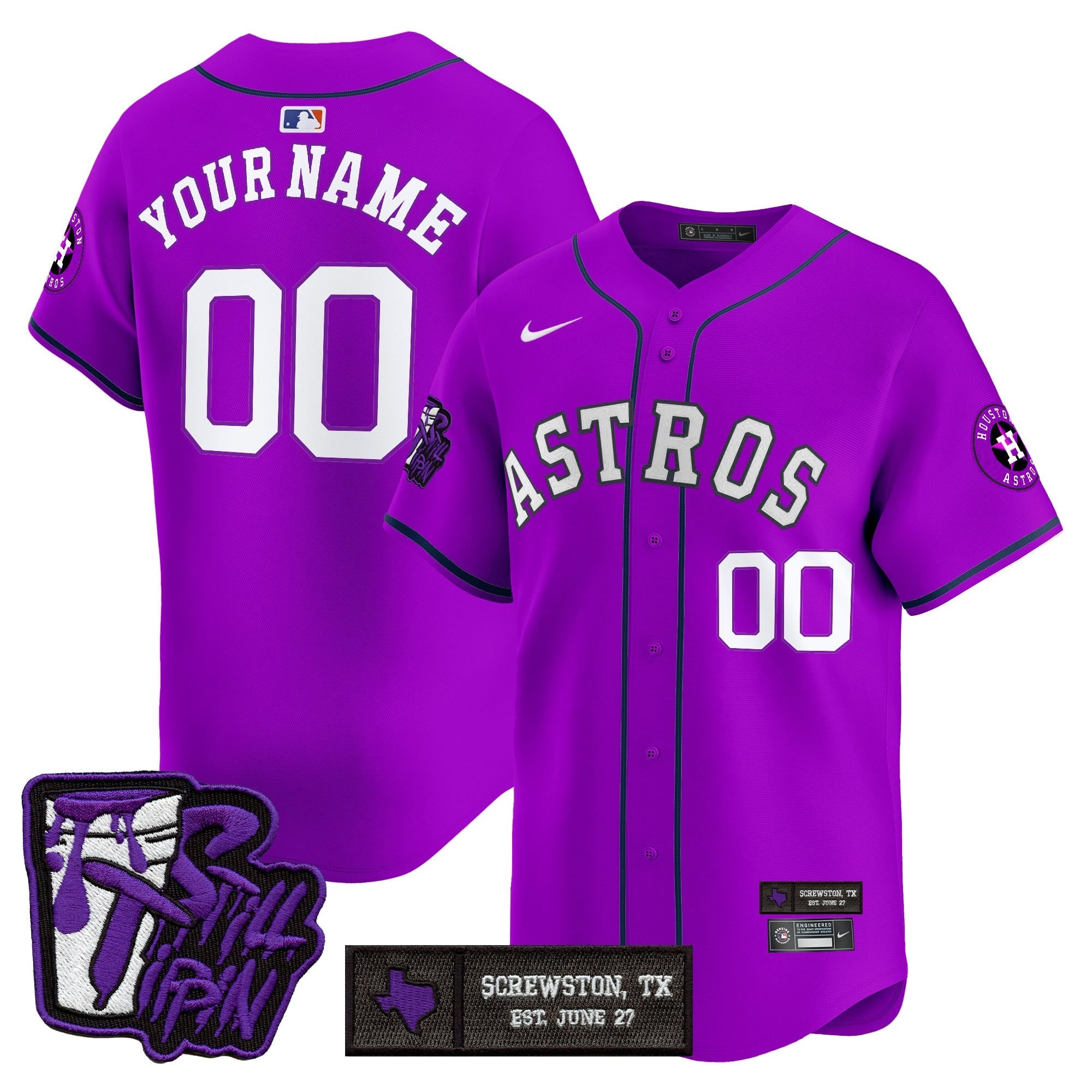 HOU DJ Screw Still Tippin Purple Patch Vapor Premier Limited Custom Jersey - Stitched