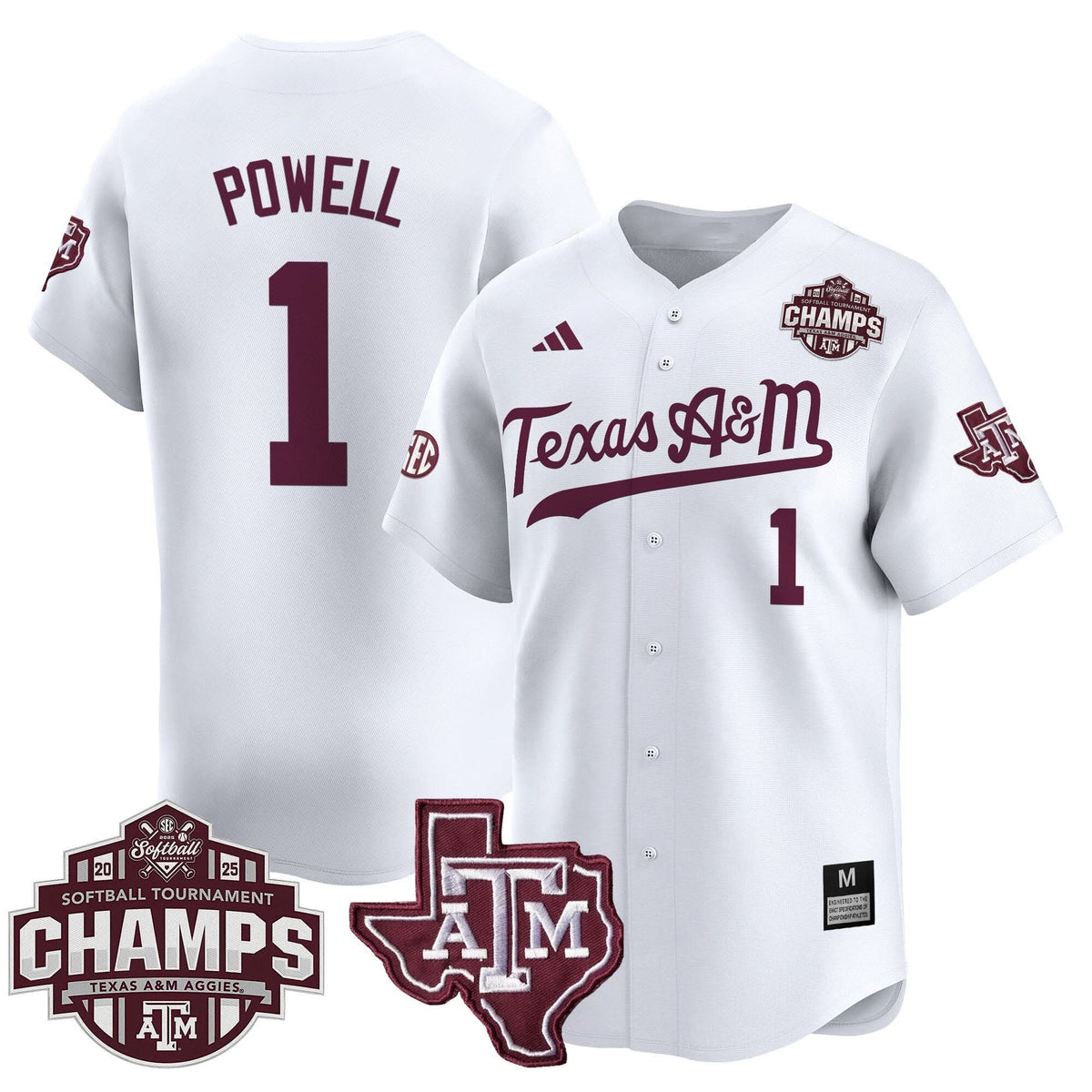 Aggies 2025 SEC Softball Conference Tournament Champions Patch Vapor Premier Limited Jersey - Stitched