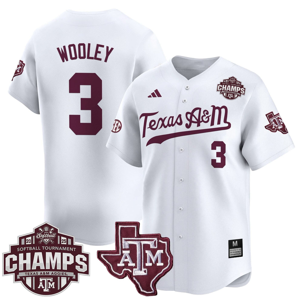 Aggies 2025 SEC Softball Conference Tournament Champions Patch Vapor Premier Limited Jersey - Stitched
