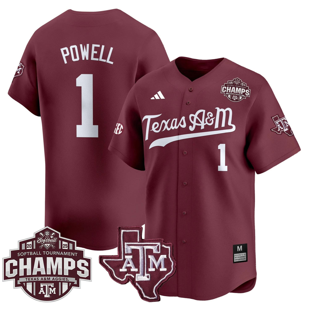 Aggies 2025 SEC Softball Conference Tournament Champions Patch Vapor Premier Limited Jersey - Stitched