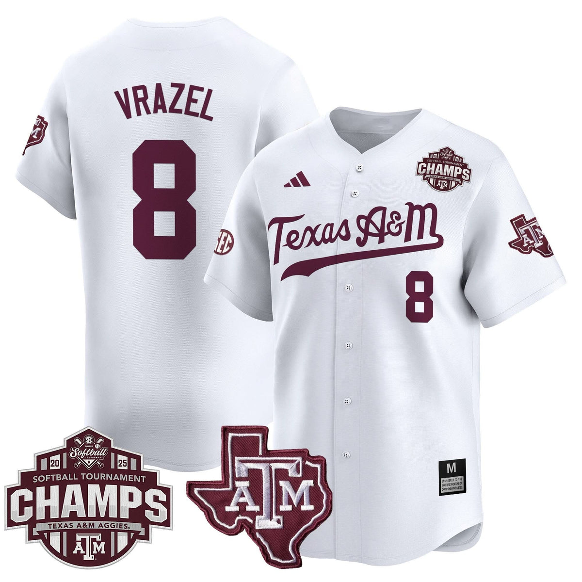 Aggies 2025 SEC Softball Conference Tournament Champions Patch Vapor Premier Limited Jersey - Stitched