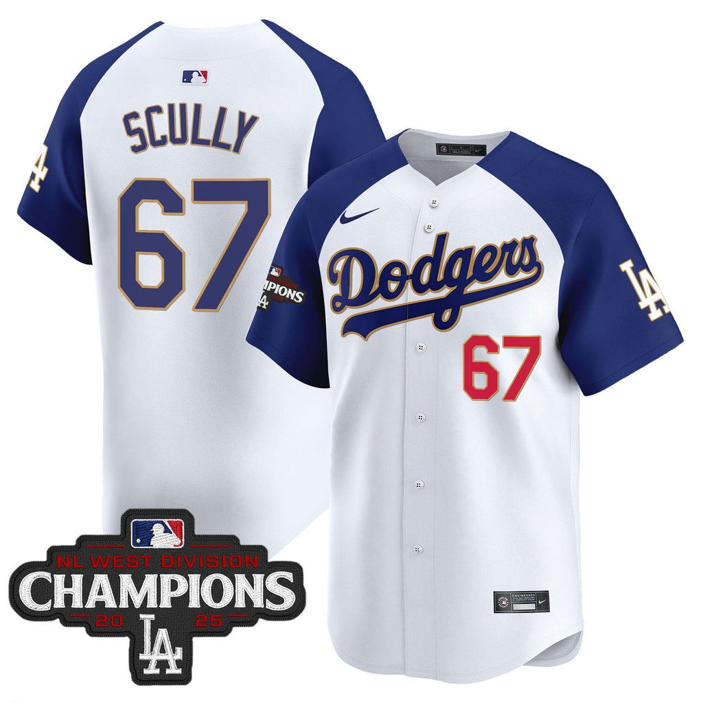 LAD 2025 NL West Division Champions Patch Gold Trim Vapor Premier Limited Jersey - Stitched