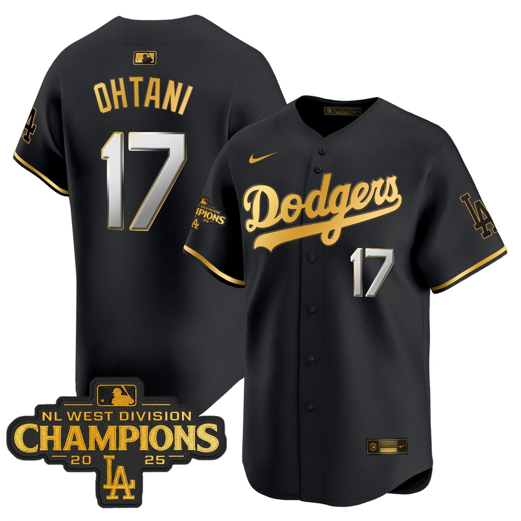 LAD 2025 NL West Division Champions Patch Gold Trim Vapor Premier Limited Jersey - Stitched