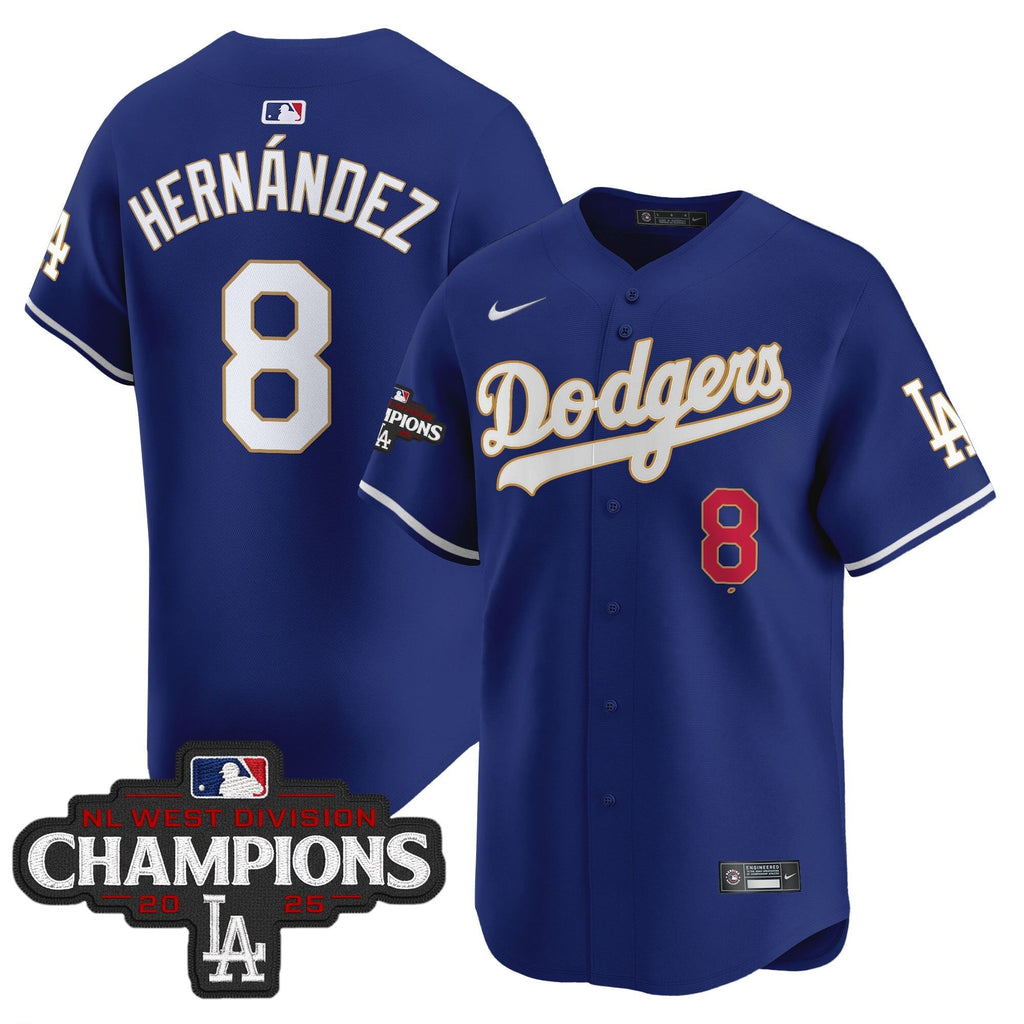 LAD 2025 NL West Division Champions Patch Gold Trim Vapor Premier Limited Jersey - Stitched