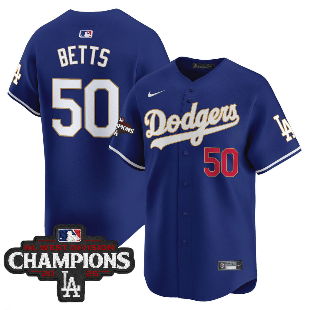LAD 2025 NL West Division Champions Patch Gold Trim Vapor Premier Limited Jersey - Stitched