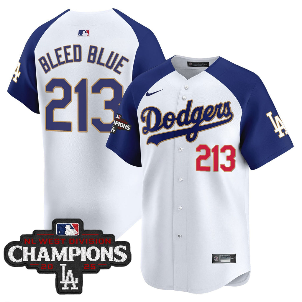LAD 2025 NL West Division Champions Patch Gold Trim Vapor Premier Limited Jersey - Stitched