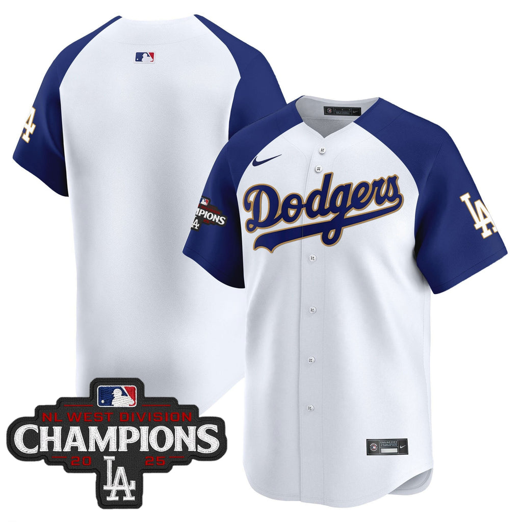 LAD 2025 NL West Division Champions Patch Gold Trim Vapor Premier Limited Jersey - Stitched