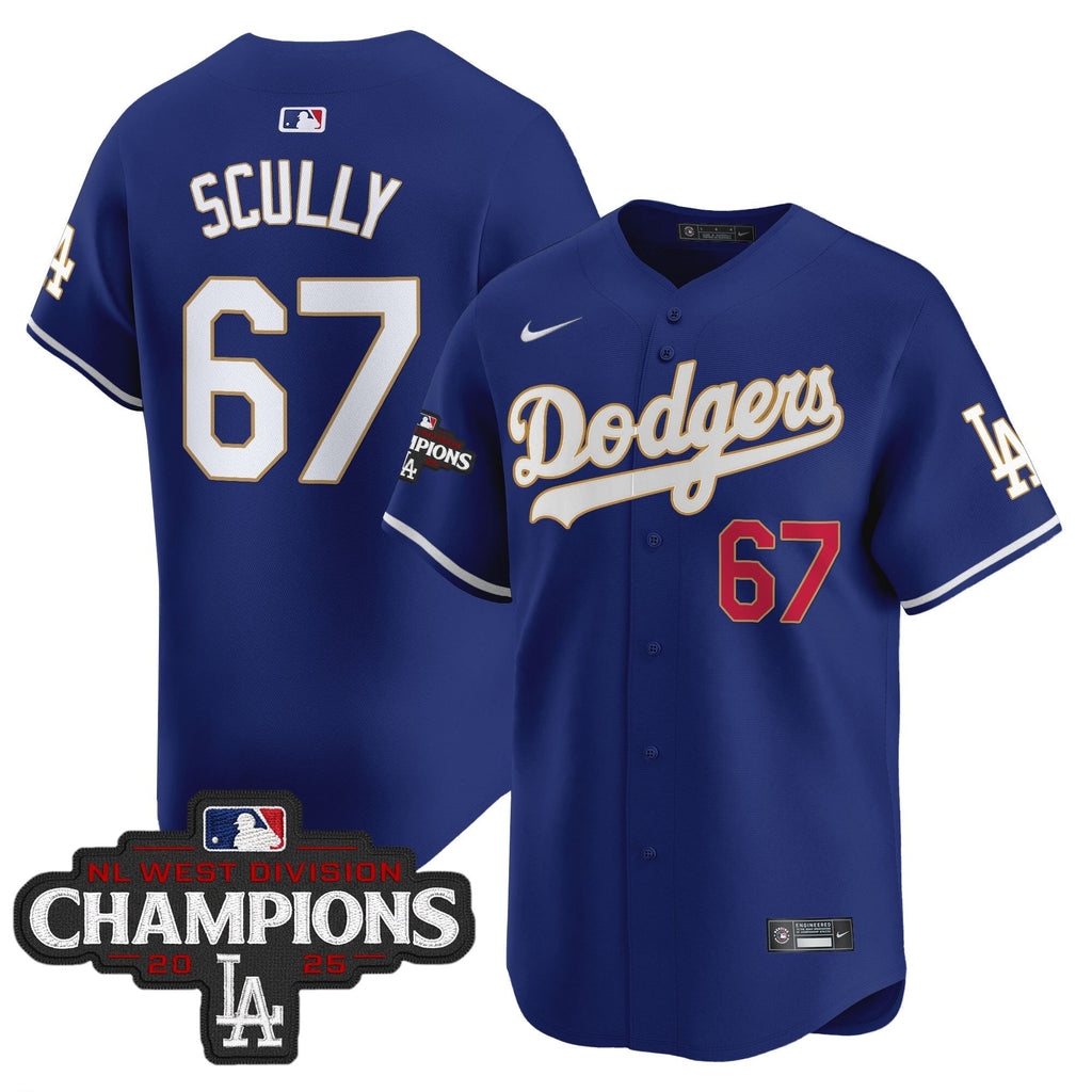 LAD 2025 NL West Division Champions Patch Gold Trim Vapor Premier Limited Jersey - Stitched