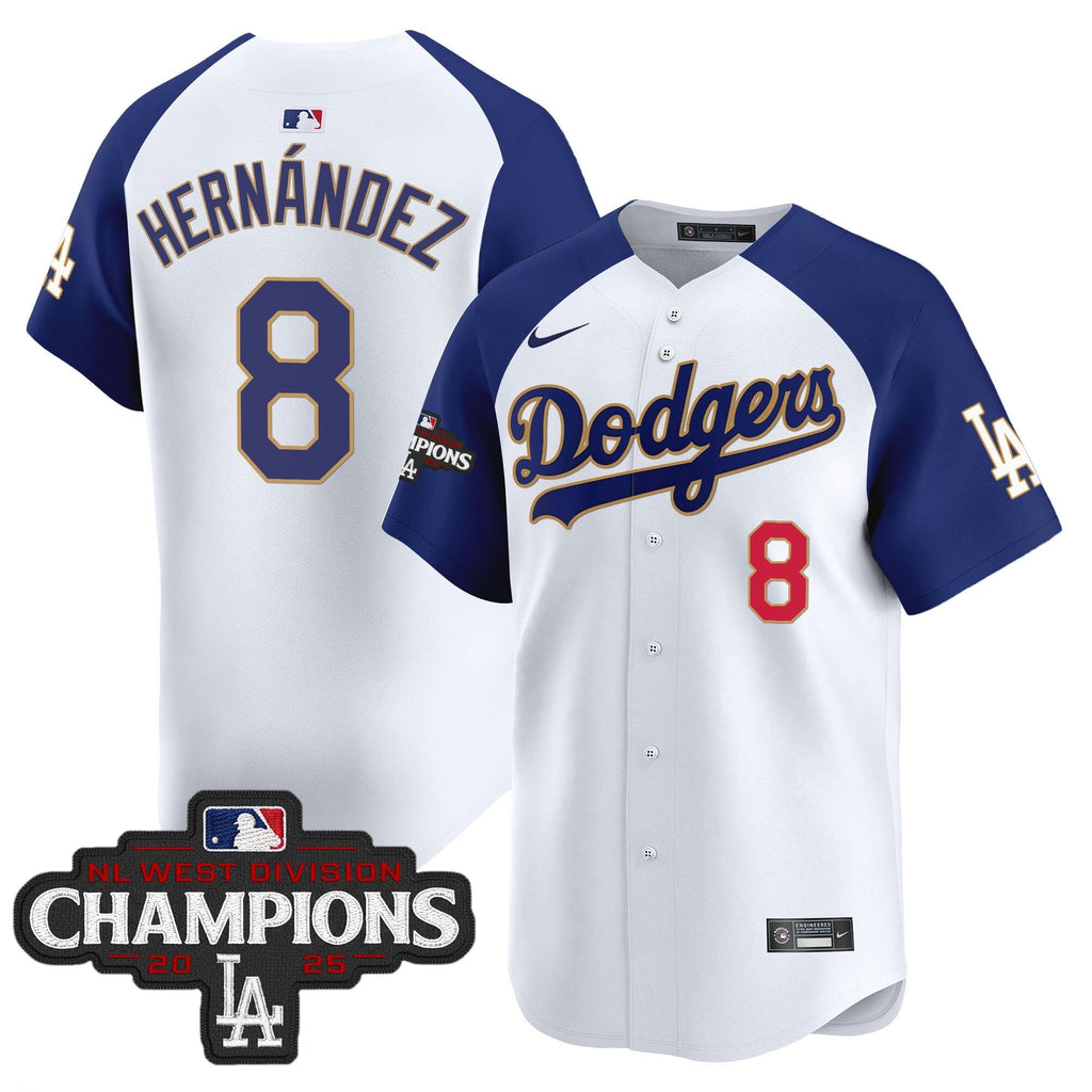 LAD 2025 NL West Division Champions Patch Gold Trim Vapor Premier Limited Jersey - Stitched