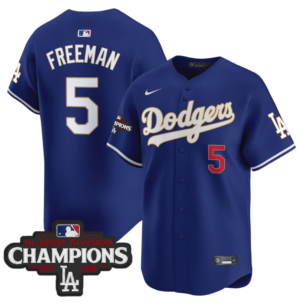 LAD 2025 NL West Division Champions Patch Gold Trim Vapor Premier Limited Jersey - Stitched