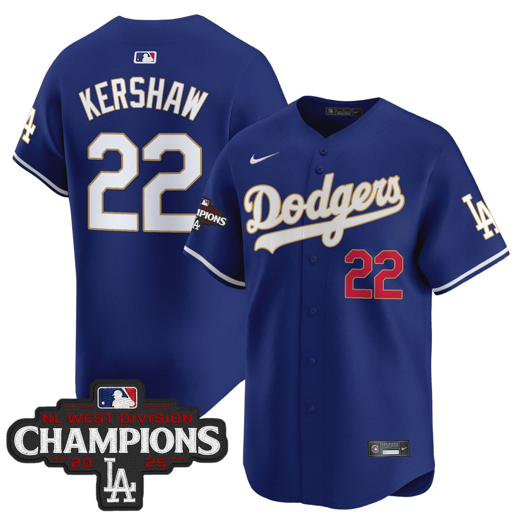 LAD 2025 NL West Division Champions Patch Gold Trim Vapor Premier Limited Jersey - Stitched