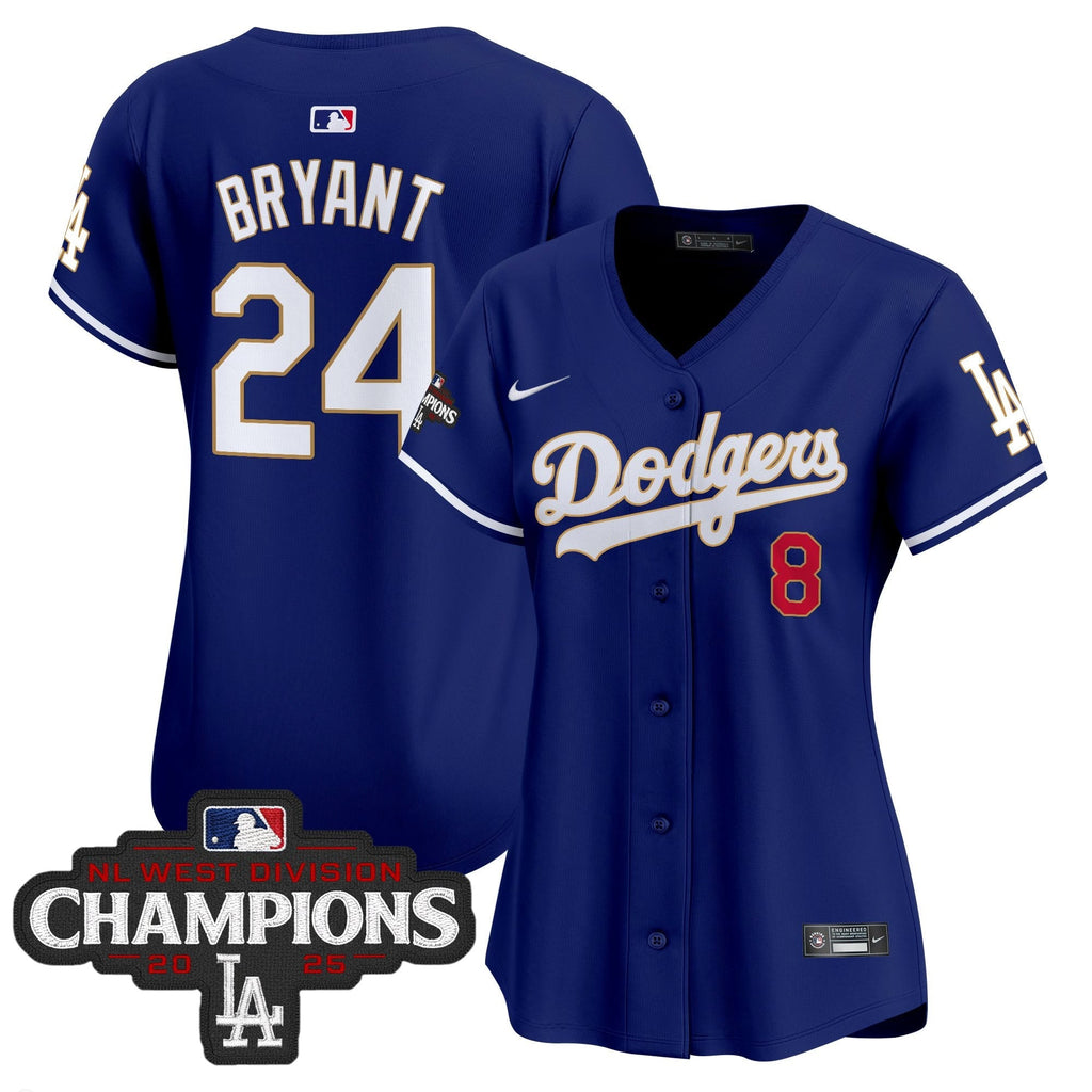Women's LAD 2025 NL West Division Champions Patch Gold Trim Vapor Premier Limited Jersey - Stitched