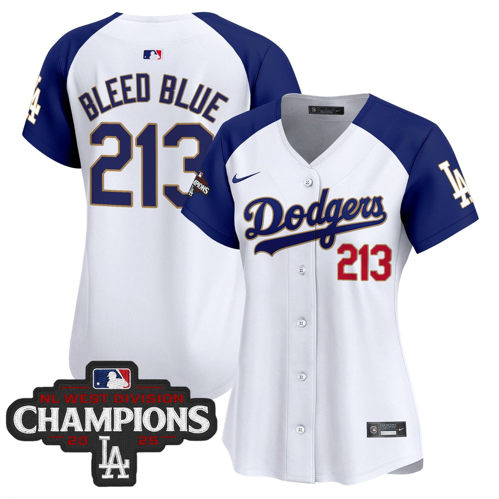 Women's LAD 2025 NL West Division Champions Patch Gold Trim Vapor Premier Limited Jersey - Stitched