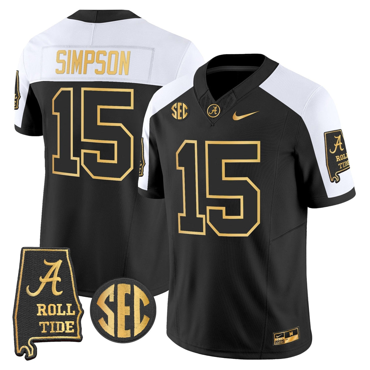 BAMA 2025 Gold Vapor Limited Jersey - Alabama Map