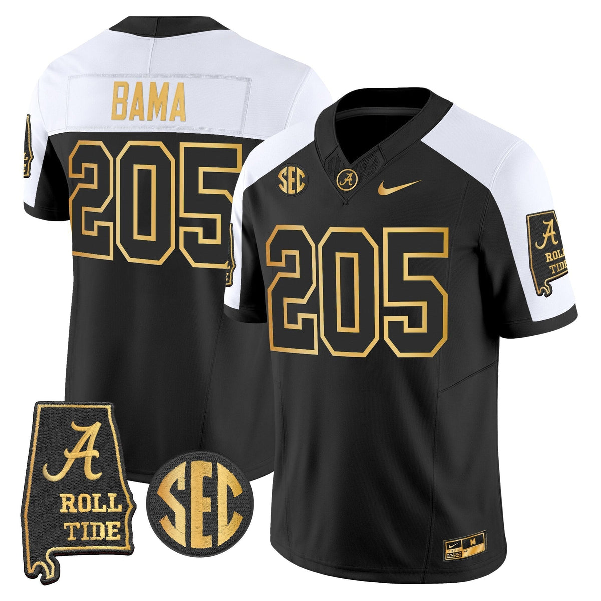 BAMA 2025 Gold Vapor Limited Jersey - Alabama Map