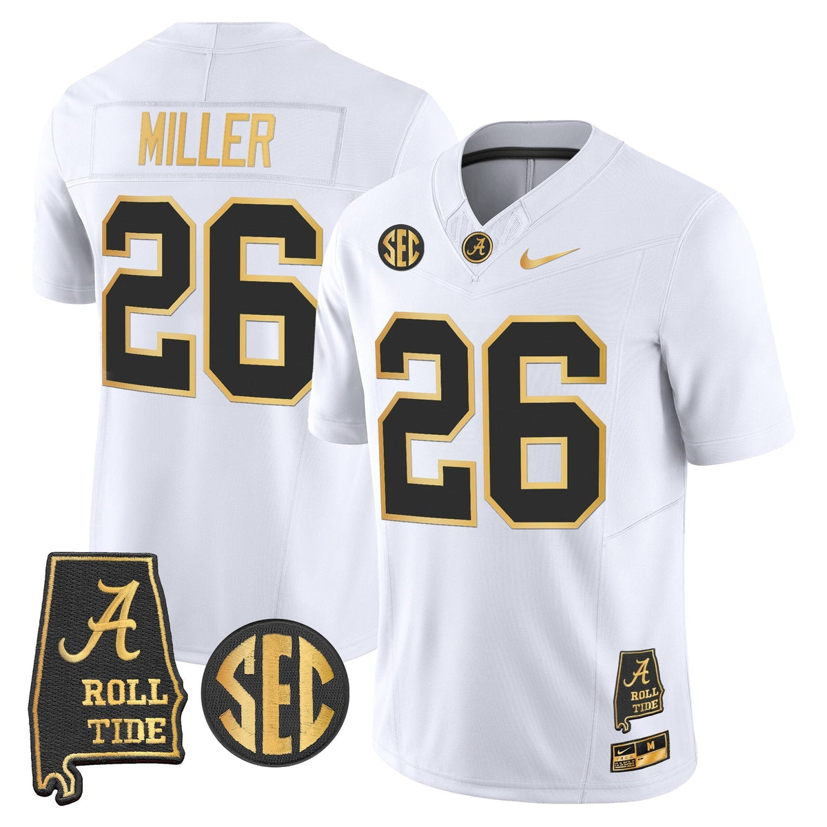 BAMA 2025 Gold Vapor Limited Jersey - Alabama Map