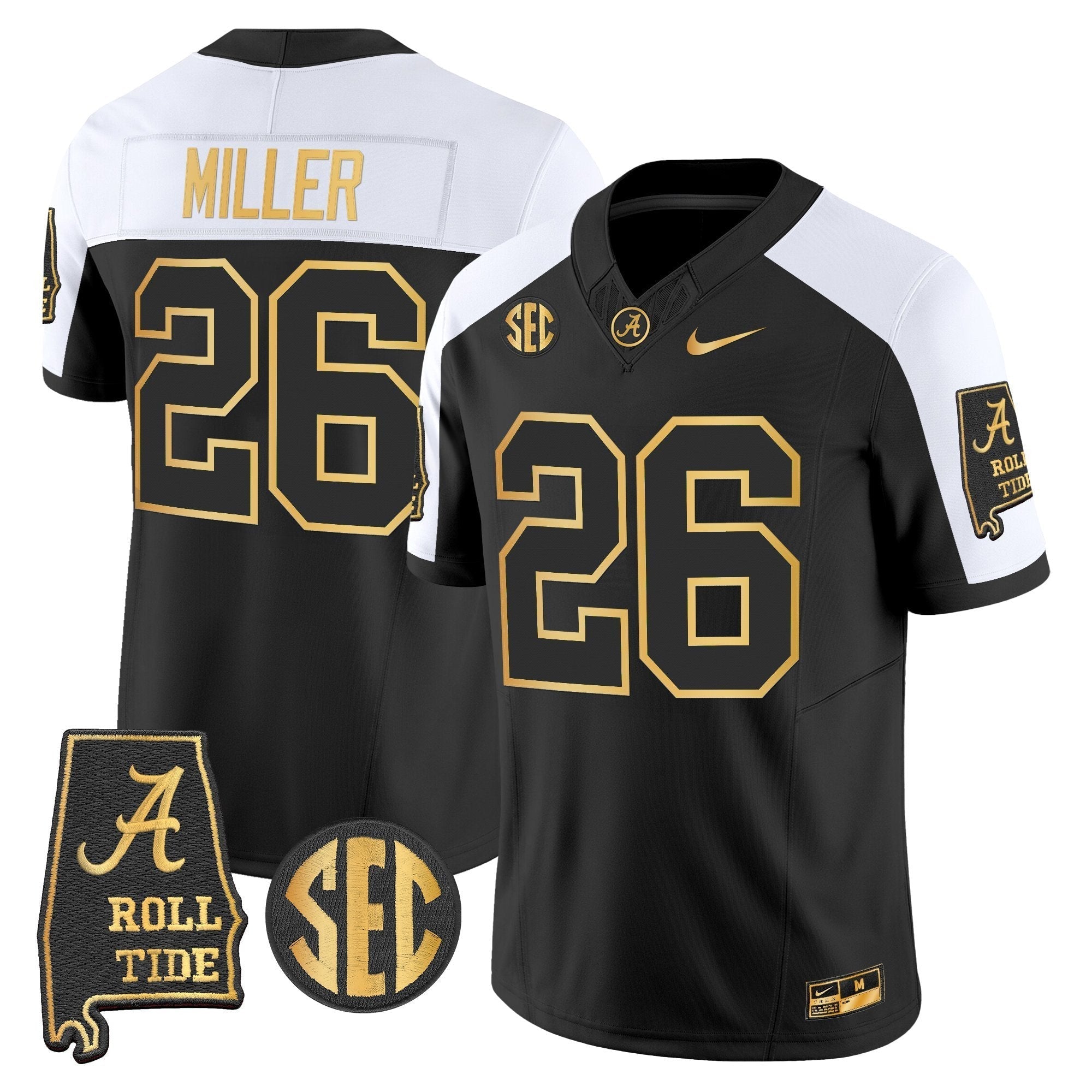 BAMA 2025 Gold Vapor Limited Jersey - Alabama Map