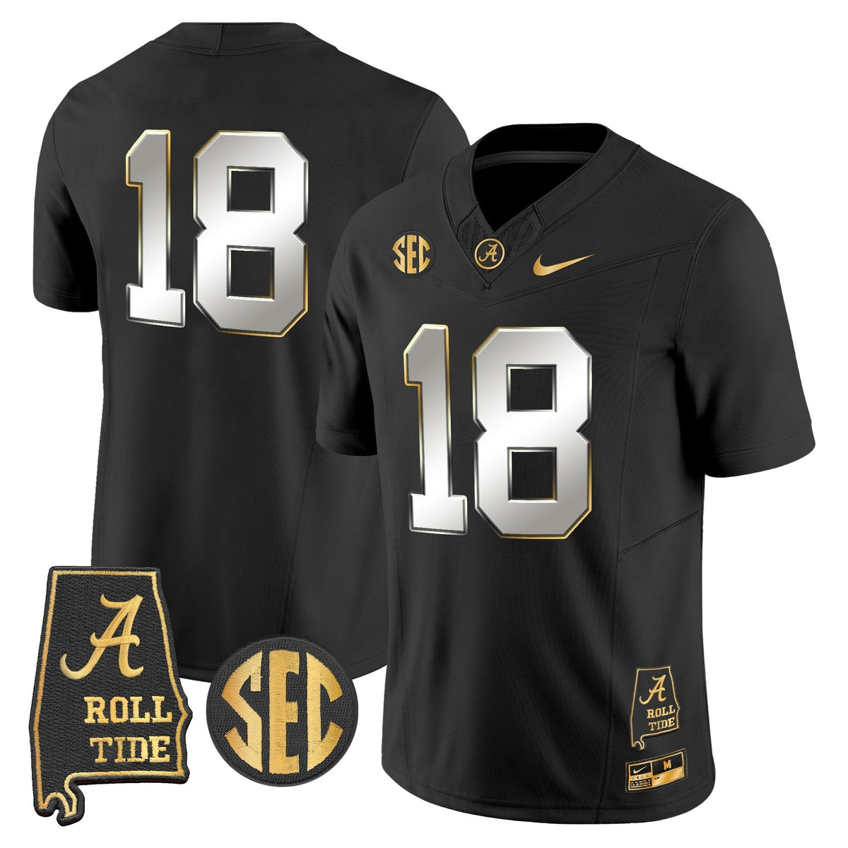 BAMA 2025 Gold Vapor Limited Jersey - Alabama Map